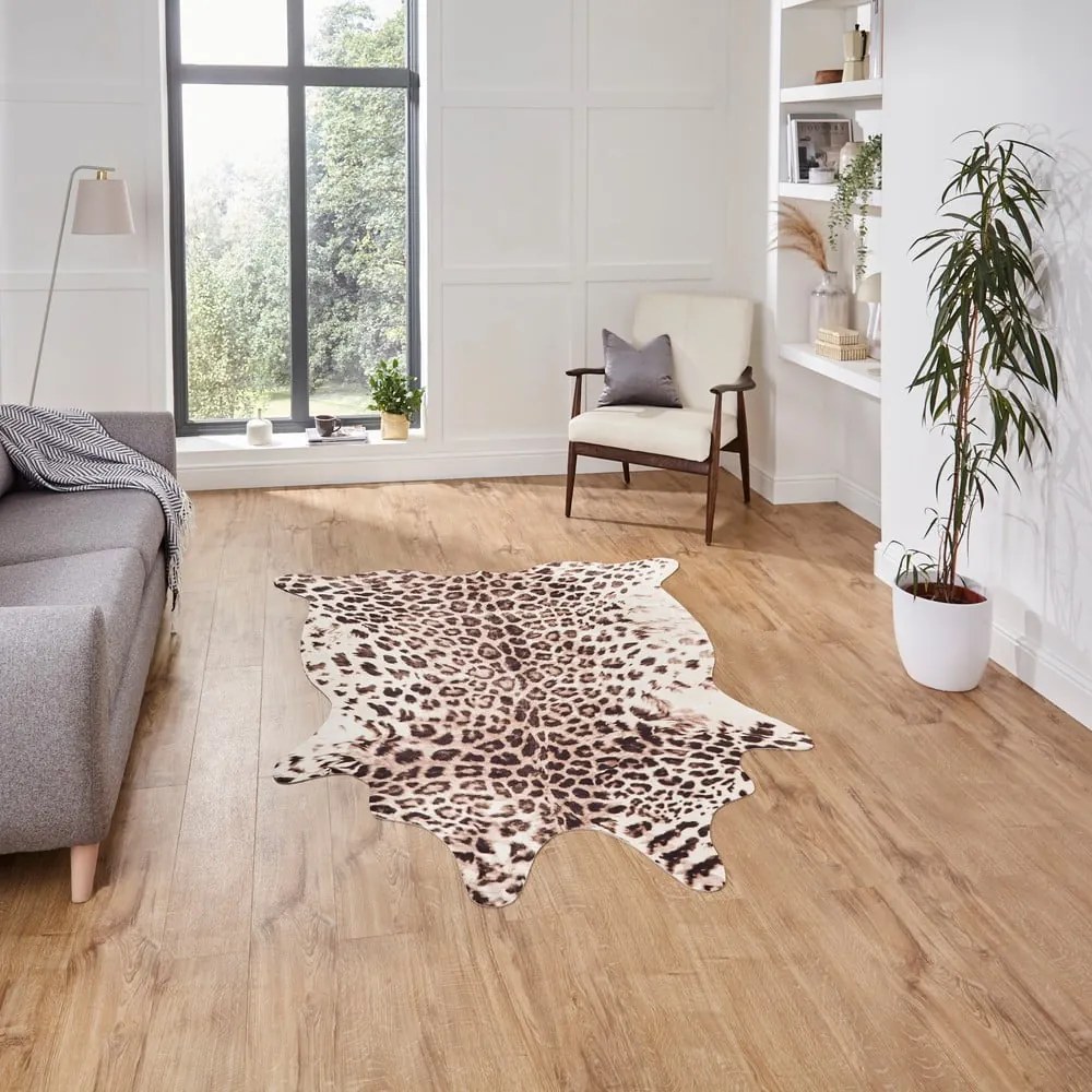 Covor maro/bej 155x130 cm Faux Leopard - Think Rugs