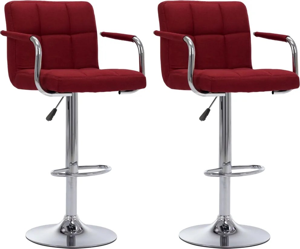 vidaXL Scaune de bar, 2 buc., roșu vin, material textil
