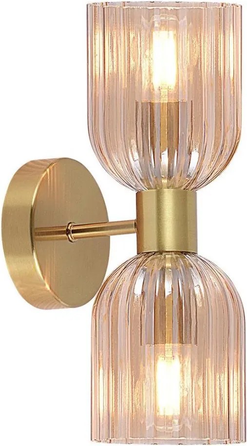 Aplică de perete PIEGA 2xE14/10W/230V alamă/bej fumuriu