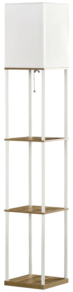 HOMCOM Lămpadar din lemn design modern 3 rafturi soclu E27 (becul nu este inclus) pentru cameră salon birou cafenea hotel alb | Aosom Romania