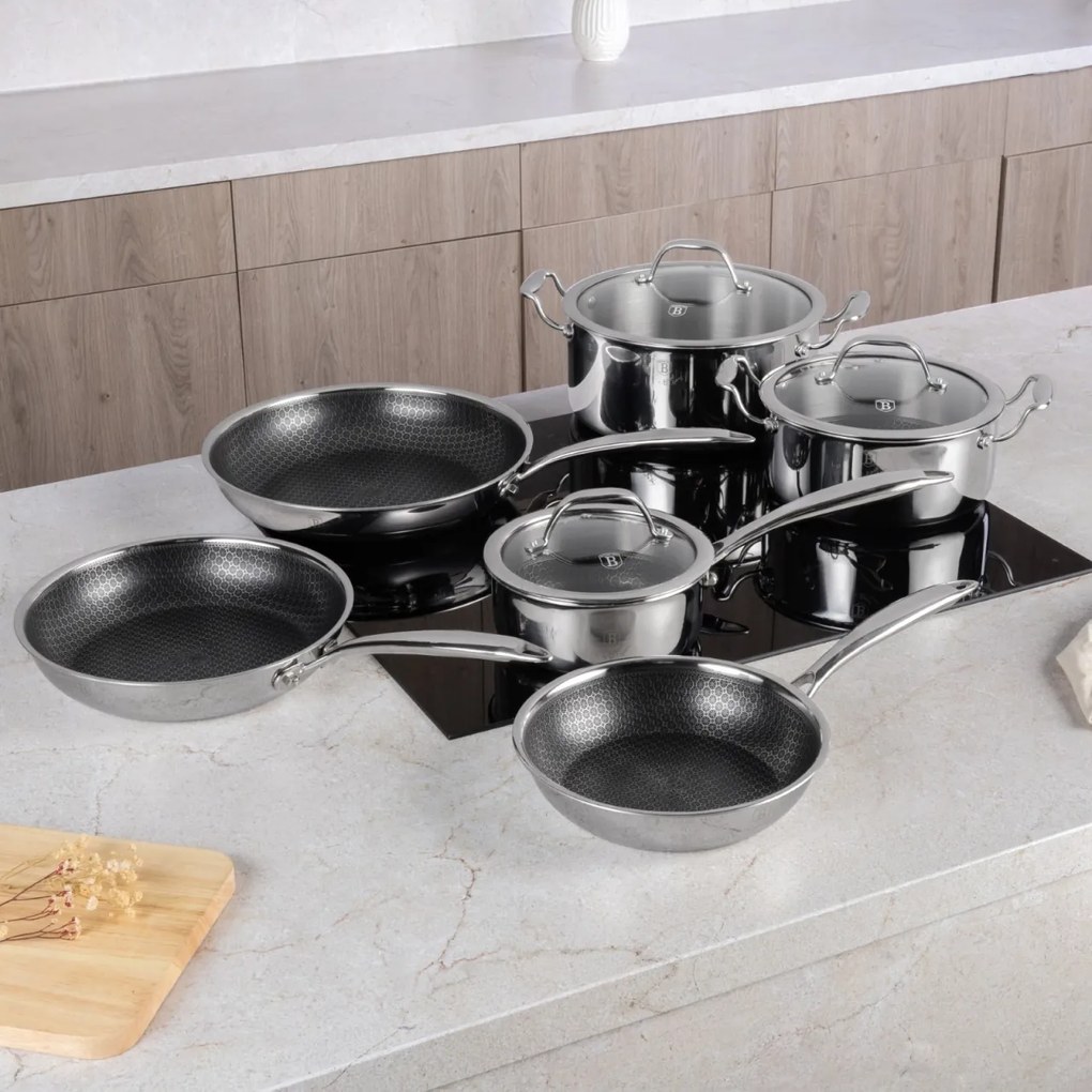 Set oale si tigai 9 piese Eternal Berlinger Haus BH 8524, antiaderente, compatibile inductie