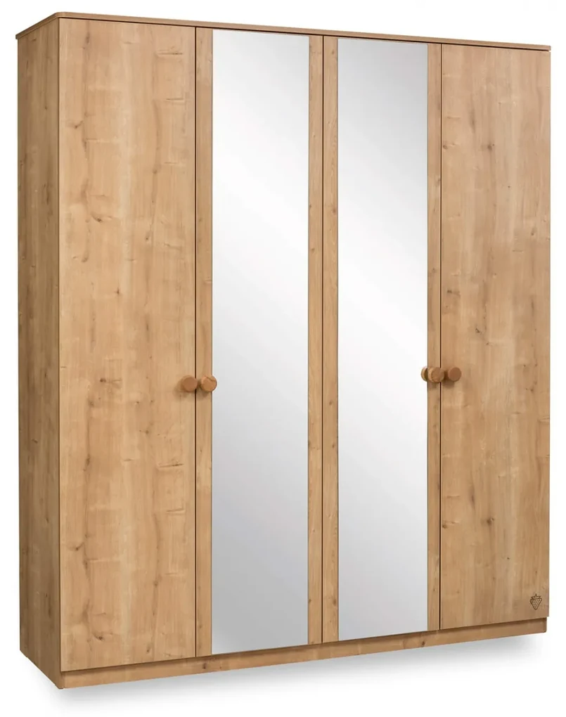 Dulap cu 4 usi si oglinda, pentru tineret Colectia Mocha, 183x56x210 cm