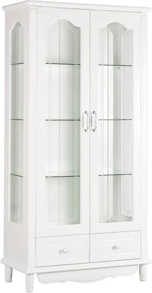 Vitrină lemn masiv alb 2 Uși Elizabeth, 100 × 48 × 200 cm