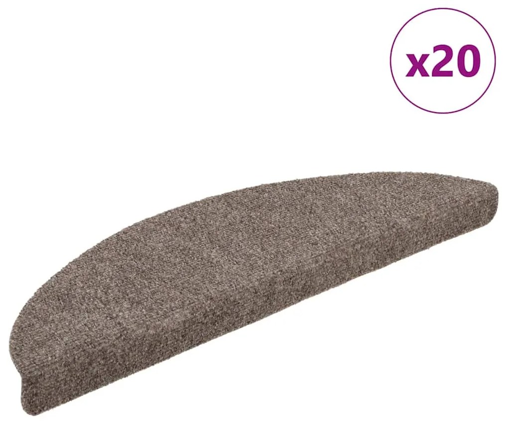 vidaXL Covorașe autoadezive pentru scări, 20 buc., 56x17x3 cm, bej, semirotunde