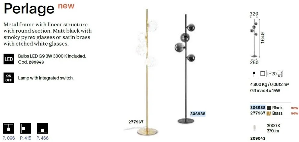 Lampadar modern Perlage pt4 alama/alb