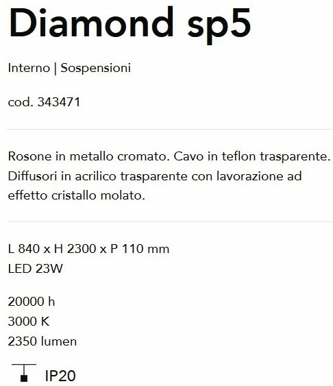 Lustra cu 5 pendule LED design modern Diamond SP5