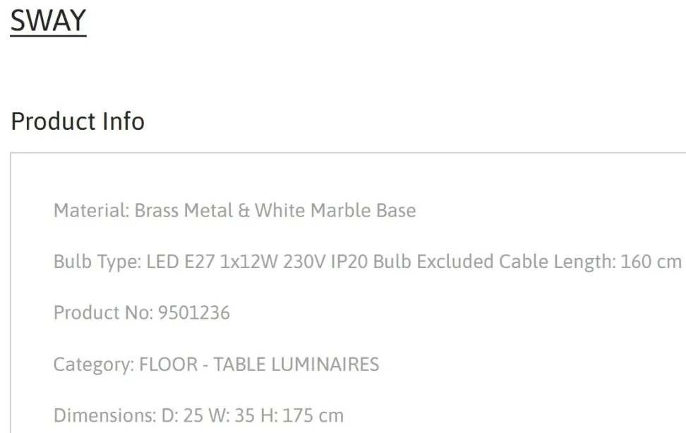 Lampadar design modern minimalist SWAY