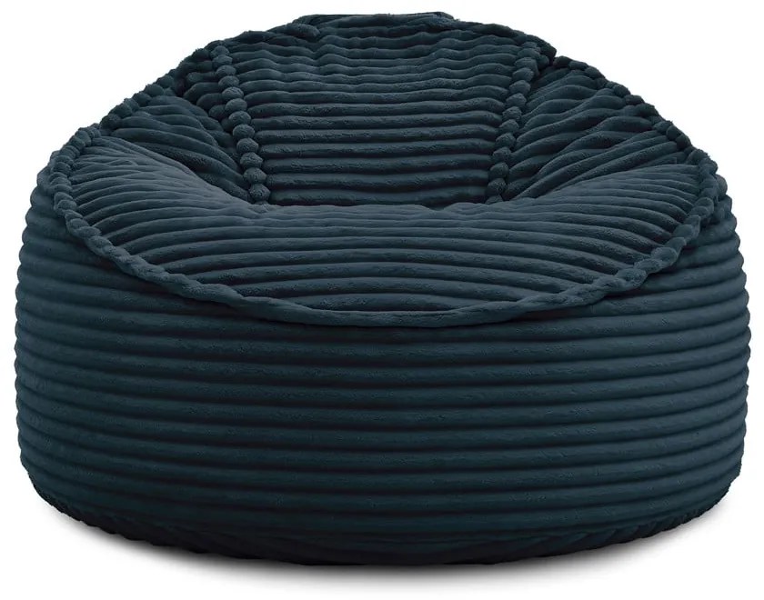 Fotoliu bean bag albastru închis cu tapițerie din catifea reiată Socrate – Bobochic Paris