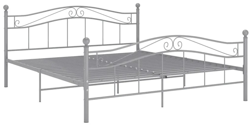 Cadru de pat, gri, 160x200 cm, metal Gri, 160 x 200 cm