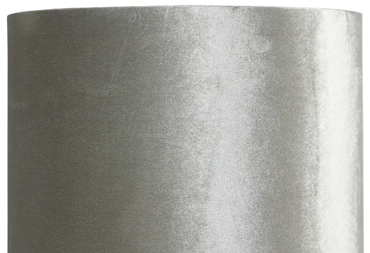 Lampa de podea moderna neagra cu abajur din catifea gri - Rich