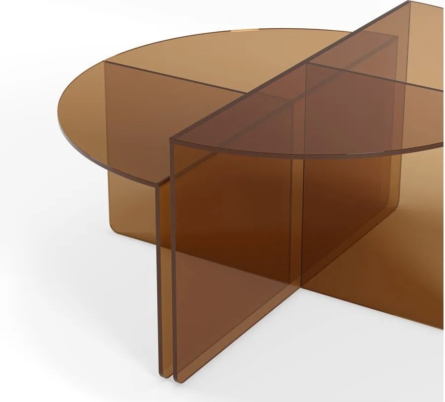 Măsuțe de cafea maro 2 buc. rotunde din sticlă ø 80 cm Velta – MOME