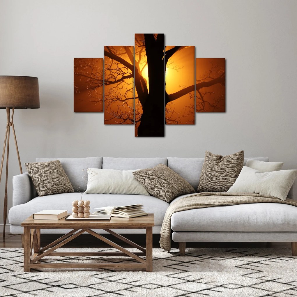 Tablou cu copac în apus de soare (150x105 cm)