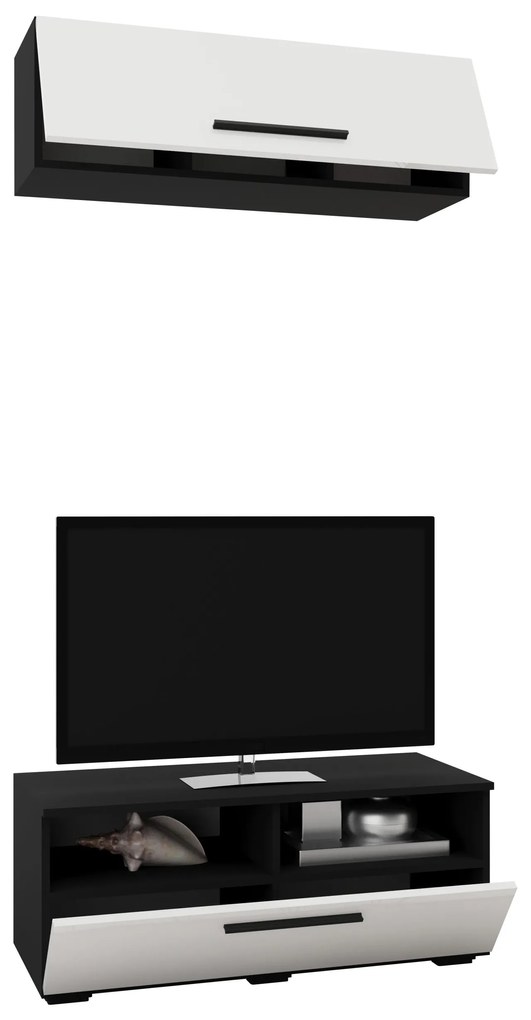 Living Kos V11, Negru/Alb Lucios, MDF, L 95 cm