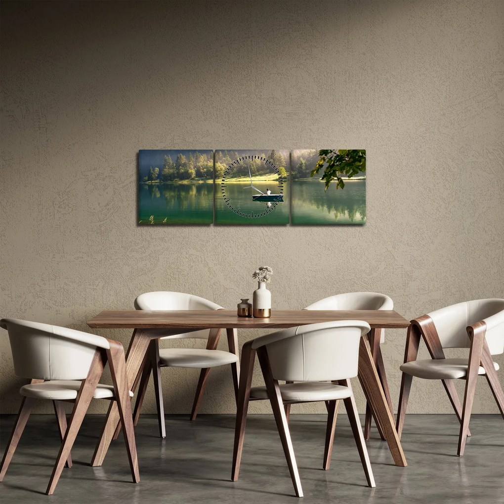 Tablou cu lac (cu ceas) (90x30 cm)