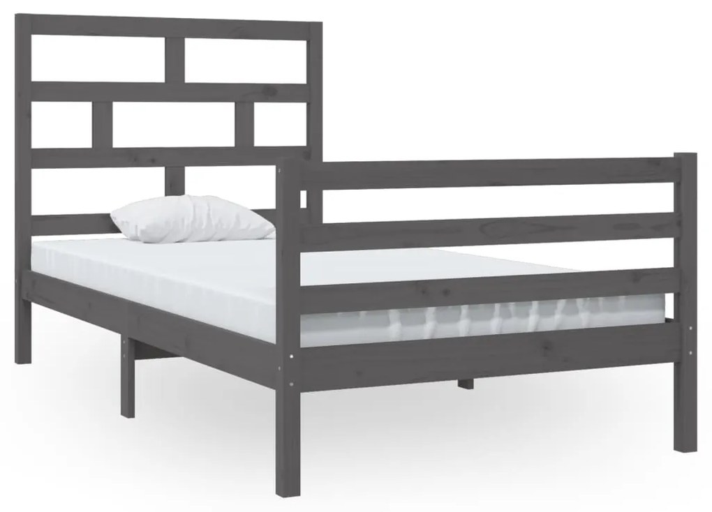 3101275 vidaXL Cadru de pat, gri, 100x200 cm, lemn masiv de pin