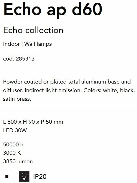 Aplica de perete cu lumina LED ambientala ECHO AP D60 OTTONE