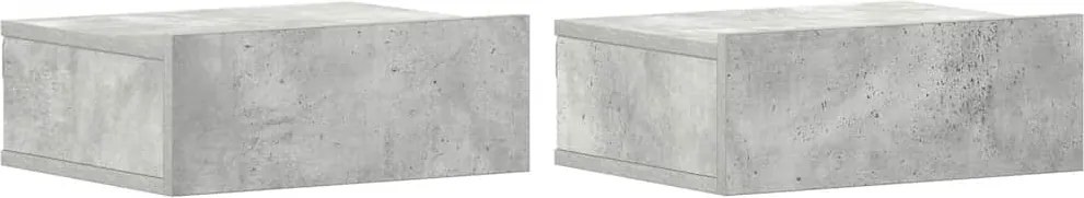 vidaXL Noptiere suspendate 2 buc. gri beton 40x30x15 cm lemn prelucrat