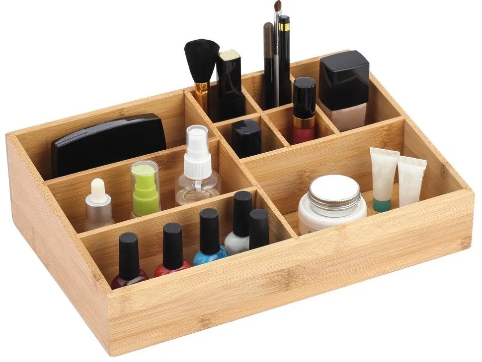 Organizator de baie în culoare naturală pentru cosmetice, din bambus Isalys – MSV