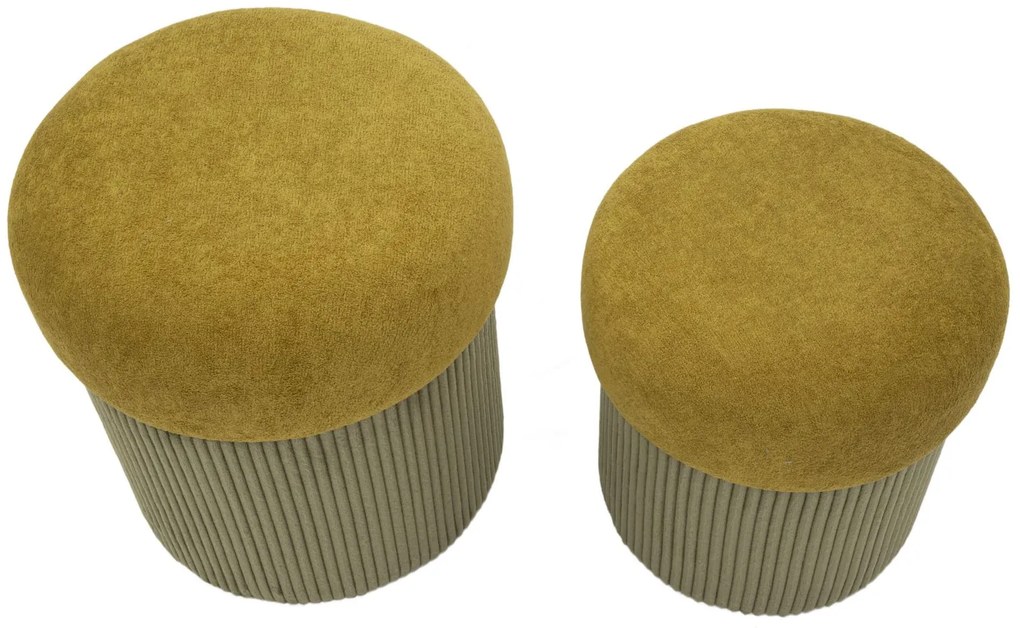 Mauro Ferretti Puff cu Depozitare Verde Set 2 Buc cm Ø 42x44-35x36 | Aosom Romania