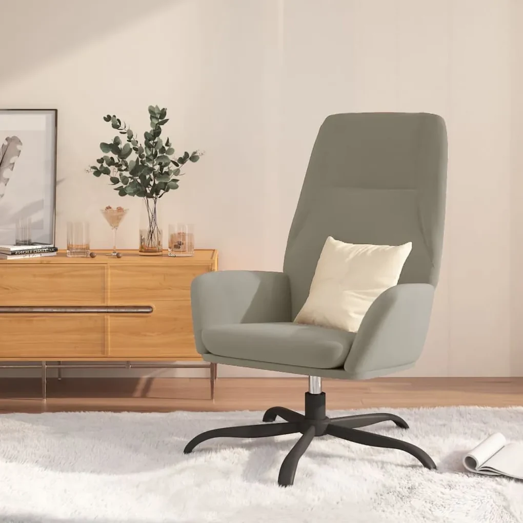 341366 vidaXL Scaun de relaxare, gri deschis, catifea