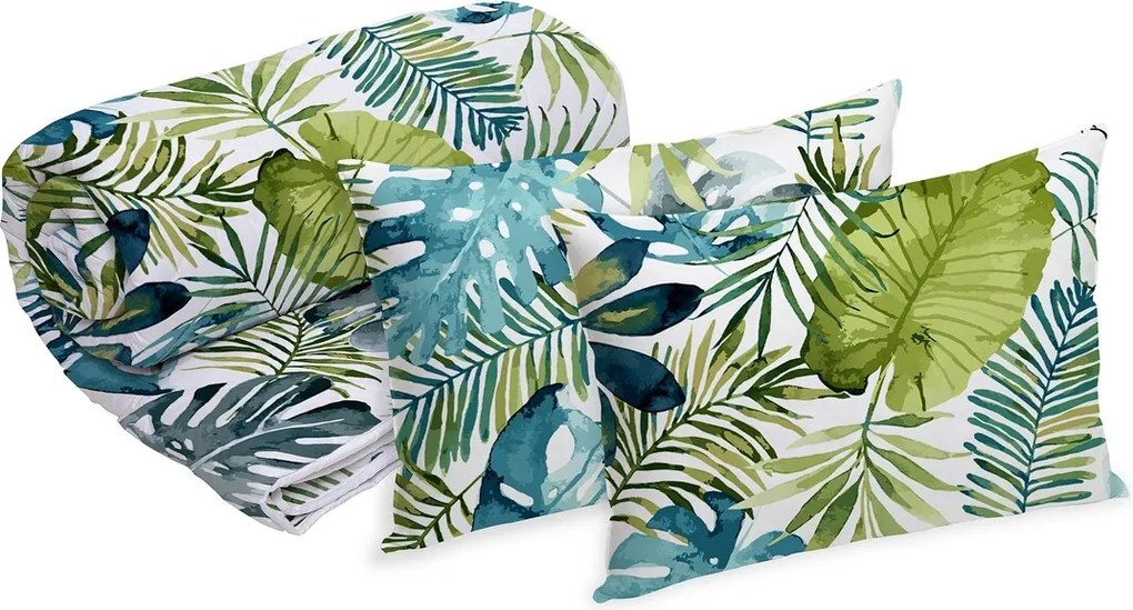 Set Alcam 2 perne microfibra 50x70 cm si pilota matlasata 180x200 cm, Jungle