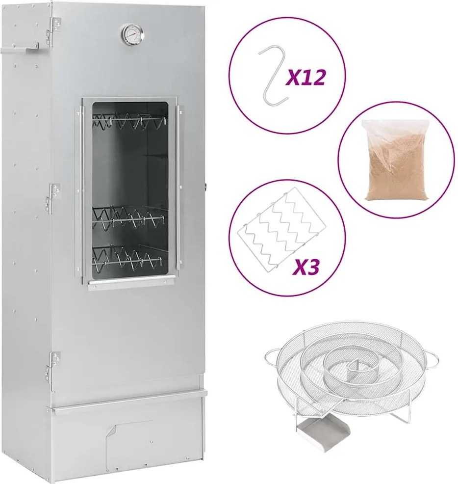 vidaXL Afumătoare cuptor/grătar, generator fum rece, oțel galvanizat