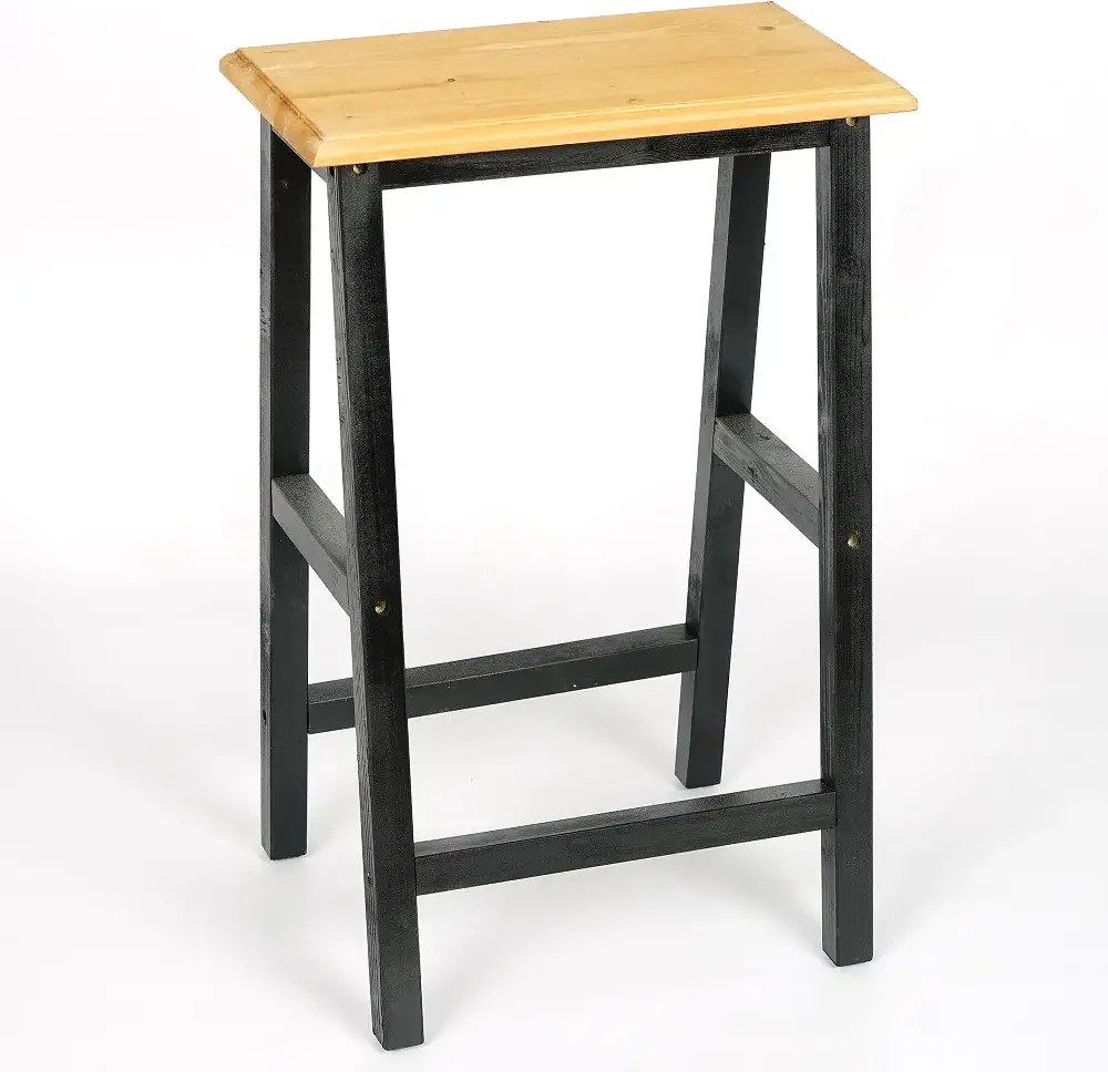 Scaun bar, taburet,William,din lemn,culoare negru si nuc,70 cm