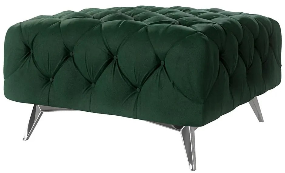 Taburet verde închis cu tapițerie din catifea Chelsea – Ropez