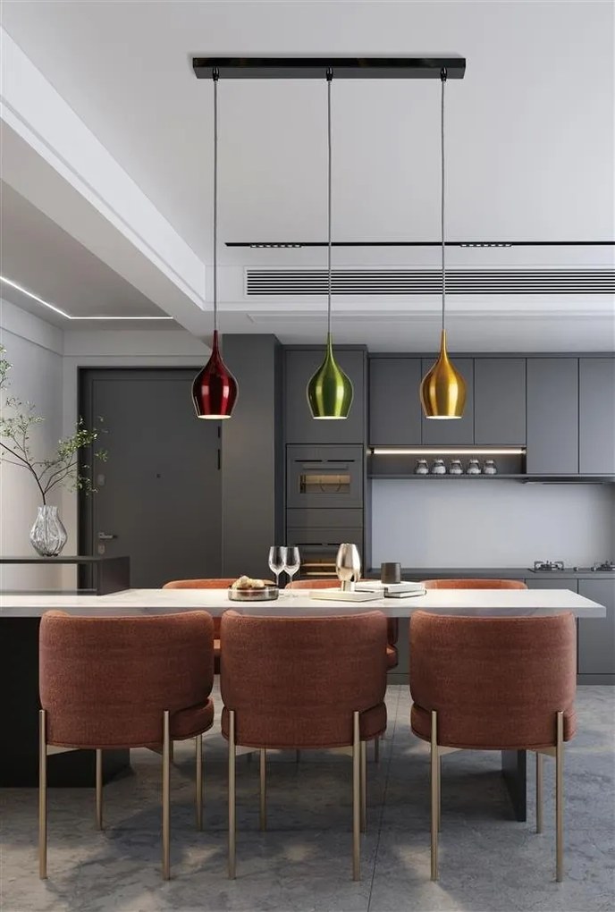 Lustra cu 3 pendule metal colorat Vibrant