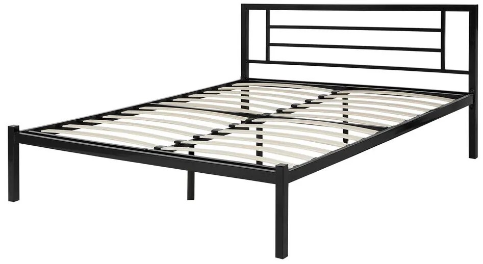 Pat matrimonial 140 cm Cush (negru) (cu somieră). 1078519
