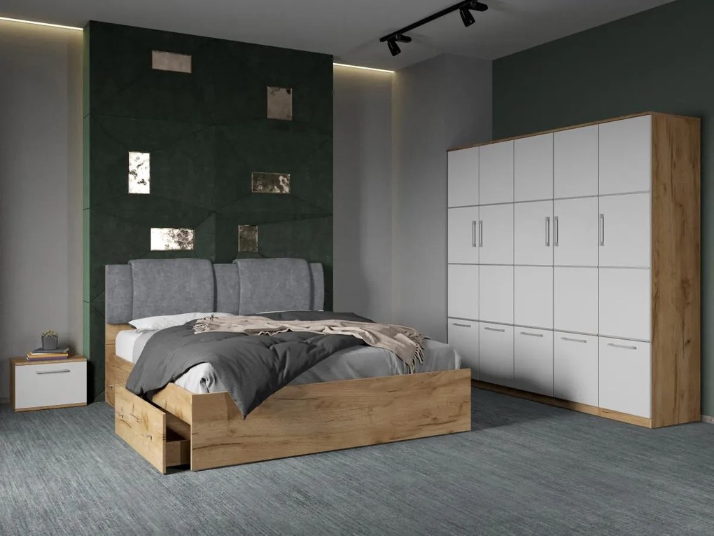 Set mobila dormitor 4 piese Alb/Stejar Adapto C10