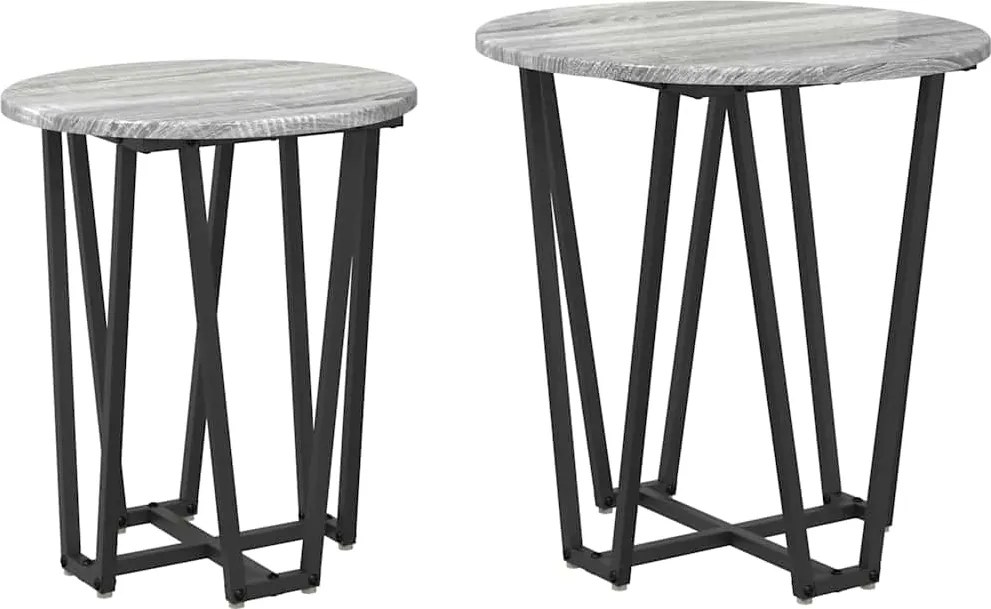 vidaXL Set măsuțe laterale 2 pcs Gri Sonoma și negru