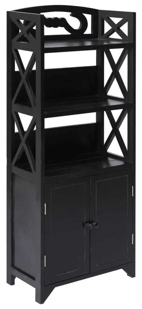 284112 vidaXL Dulap de baie, negru, 46 x 24 x 116 cm, lemn de paulownia