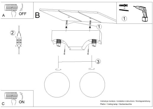 Plafonieră Sollux SL.1683 BULBO 2xG9/8W/230V fag/alb