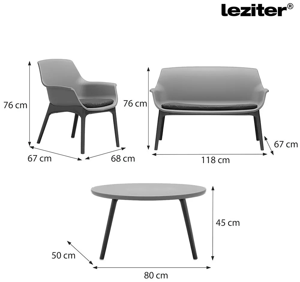 Set mobilier de grădină Tampa cu 4 locuri, grafit