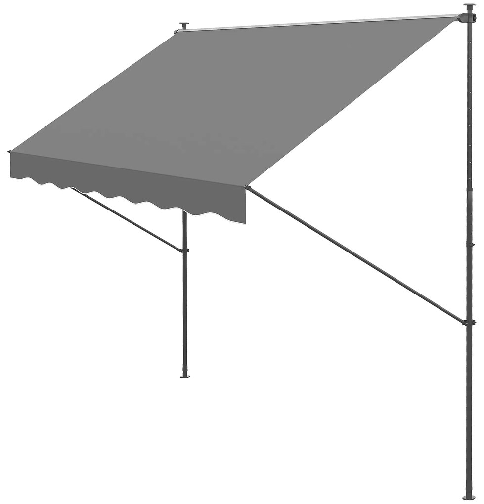 Outsunny Parasolar Manual Retractabil 300x175x210-310 cm Ajustabil cu Manivela Protectie Solara UV40+ pentru Balcon Terasa Gri | Aosom Romania