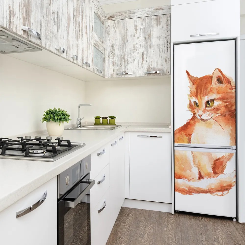 Autocolant pe frigider Red Cat