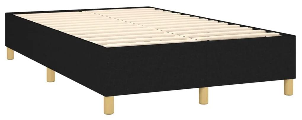 Pat box spring cu saltea, negru, 120x200 cm, textil Negru, 120 x 200 cm, Culoare unica si cuie de tapiterie