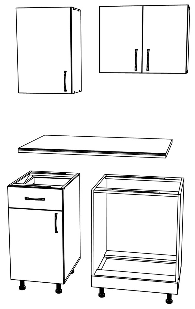 Set haaus V1, Antracit/Alb, Blat Thermo 28 mm, L 100 cm