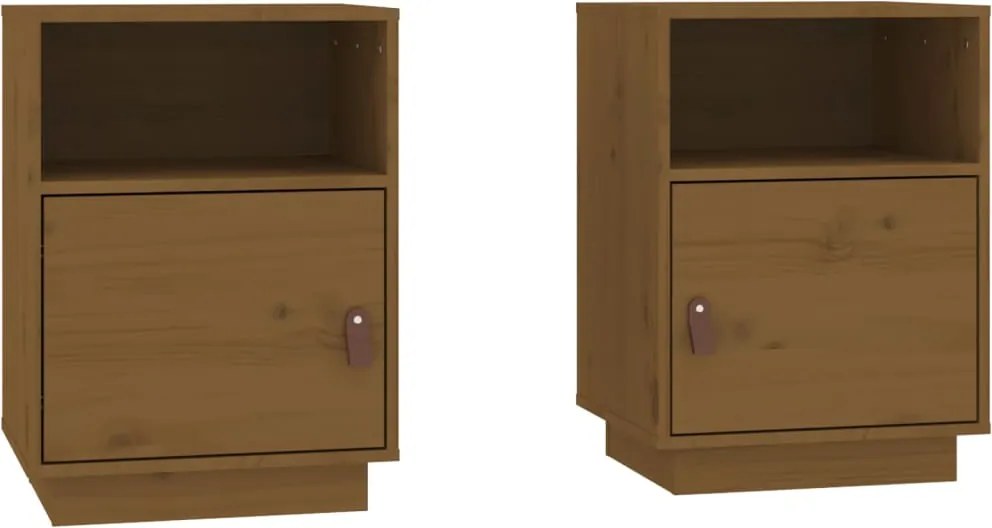 vidaXL Noptiere, 2 buc, maro miere, 40x34x55 cm, lemn masiv de pin