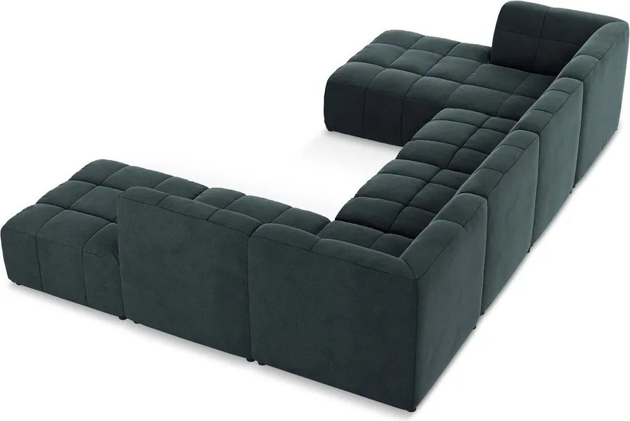 Colțar albastru cu tapițerie din catifea (în formă de "U") Aloha – Makamii