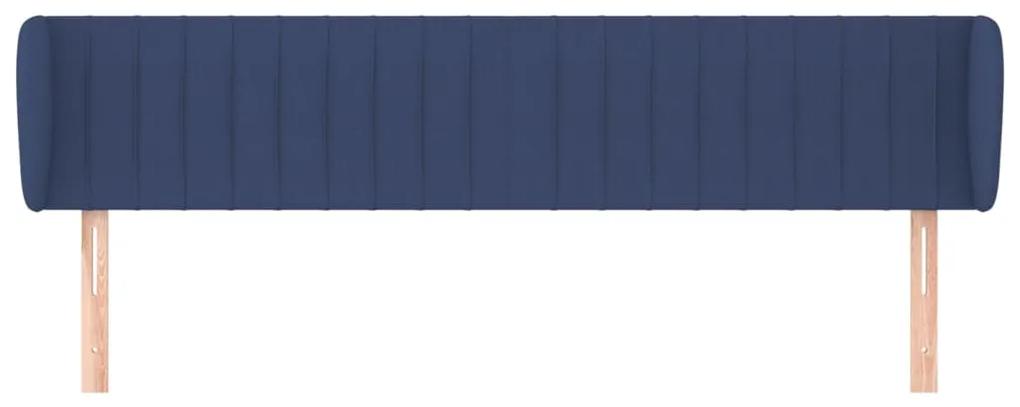 Tablie de pat cu aripioare, albastru, 163x23x78 88 cm textil 1, Albastru, 163 x 23 x 78 88 cm