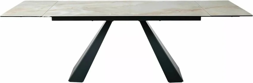 Masa extensibila Salvadore Ceramic bej lucios/negru mat L160-240xl90 cm