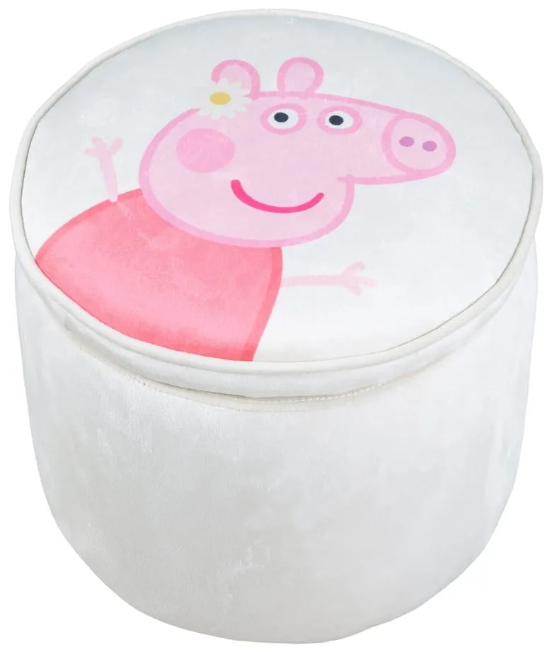 Puf de copii alb cu tapițerie din catifea Peppa Pig – Roba