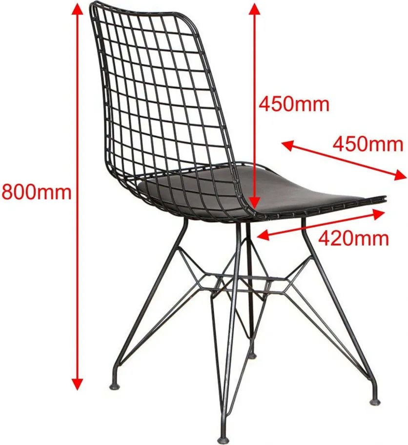 Scaun metal, Dining Homs, negru 80 x 42 x 45 cm