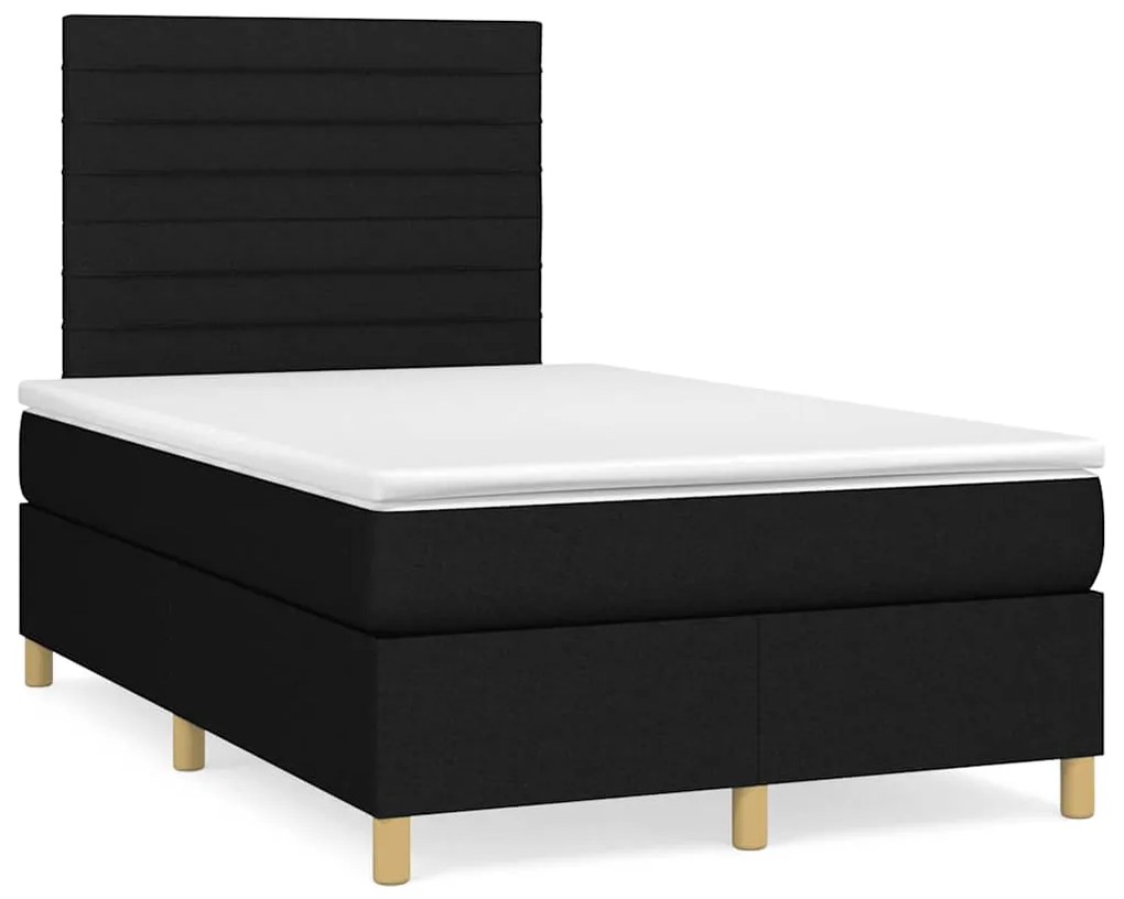 vidaXL Pat box spring cu saltea, negru, 120x190 cm, catifea