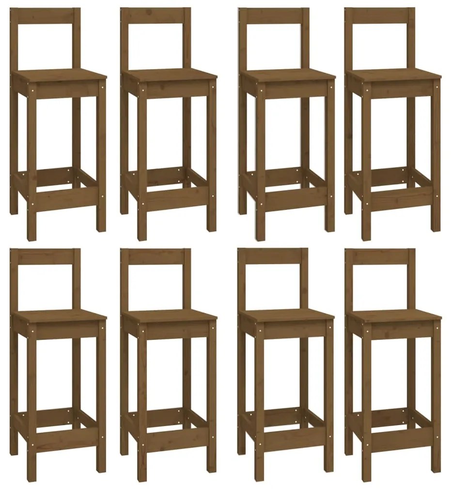 Set mobilier de bar, 9 piese, maro miere, lemn masiv de pin