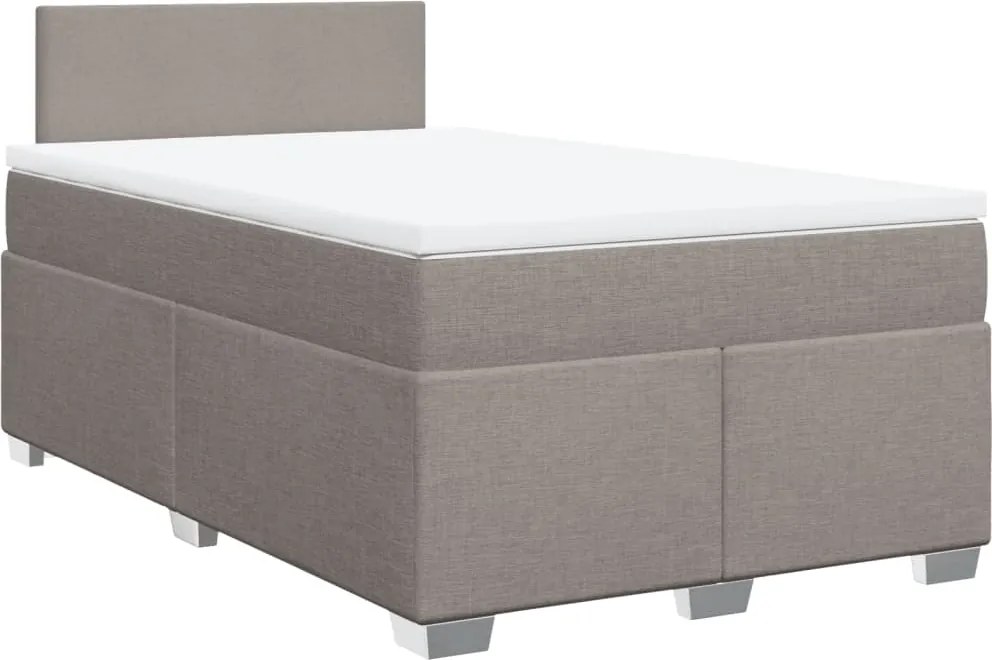 vidaXL Pat box spring cu saltea, gri taupe, 120x200 cm, textil