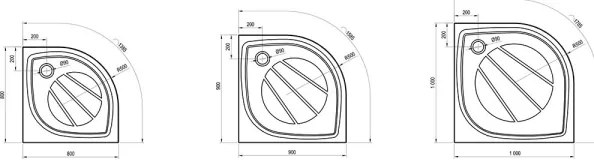 Ravak XA237701010 - Tavă de duș ELIPSO, în formă de sfert de cerc, 90 x 90 cm, albă