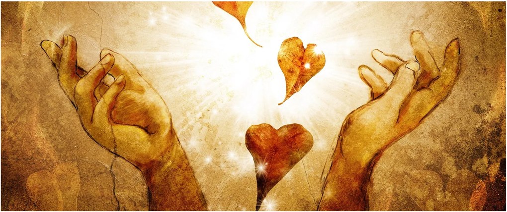 Tablou - pictura mâinilor pline de dragoste (120x50 cm)